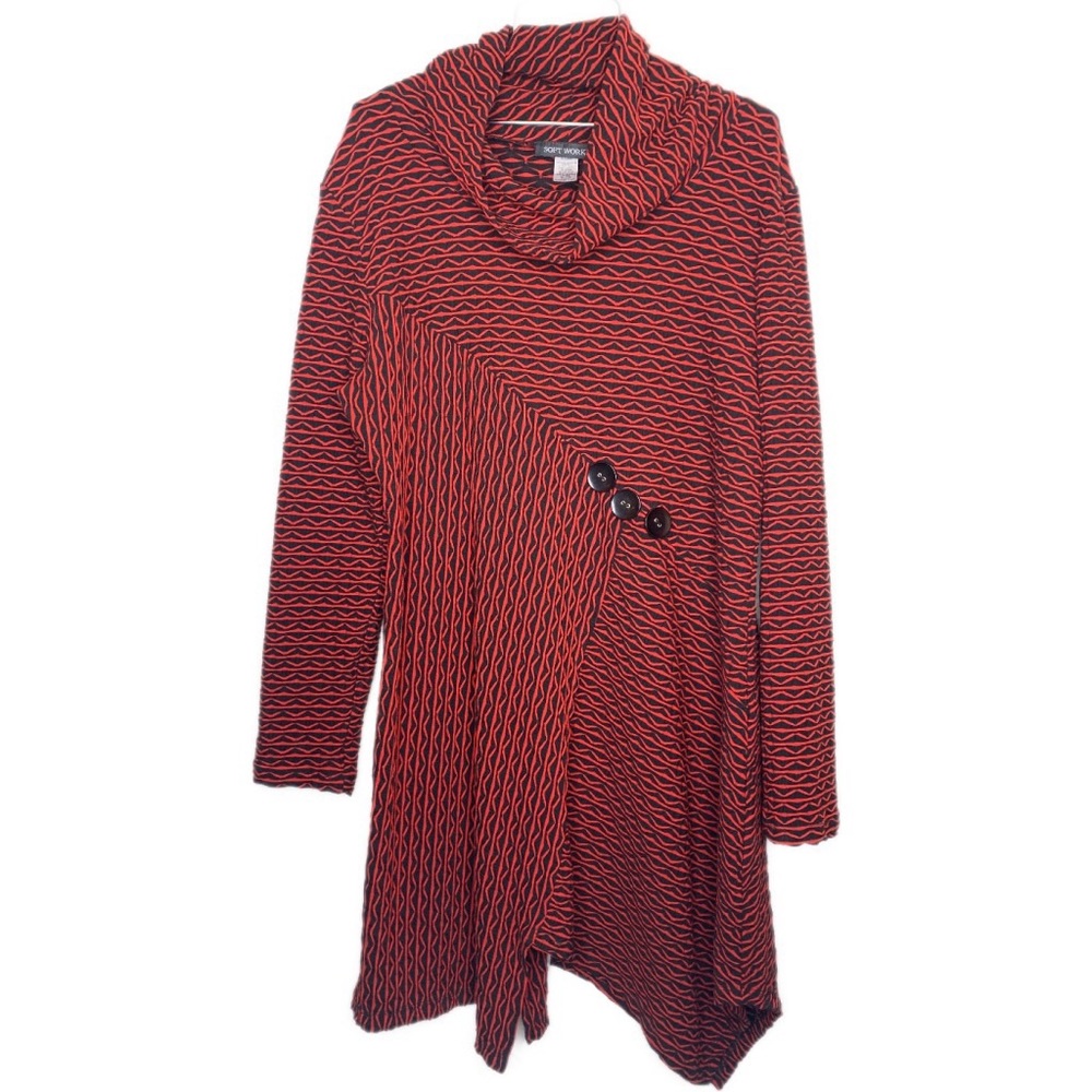 Softworks Red and Black Striped Asymmetrical Tunic